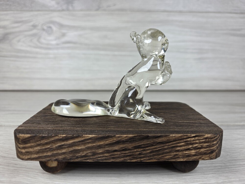 Vtg Clear Art Glass Squirrel Figurine Woodland Animal Paperweight 265.8
